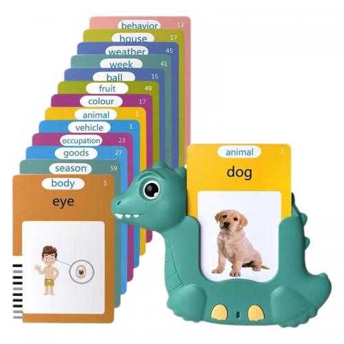 Small Dinosaur Card Machine Educational Toy for Early English Learning Battery-Powered Plastic Puzzle Newspaper Kids